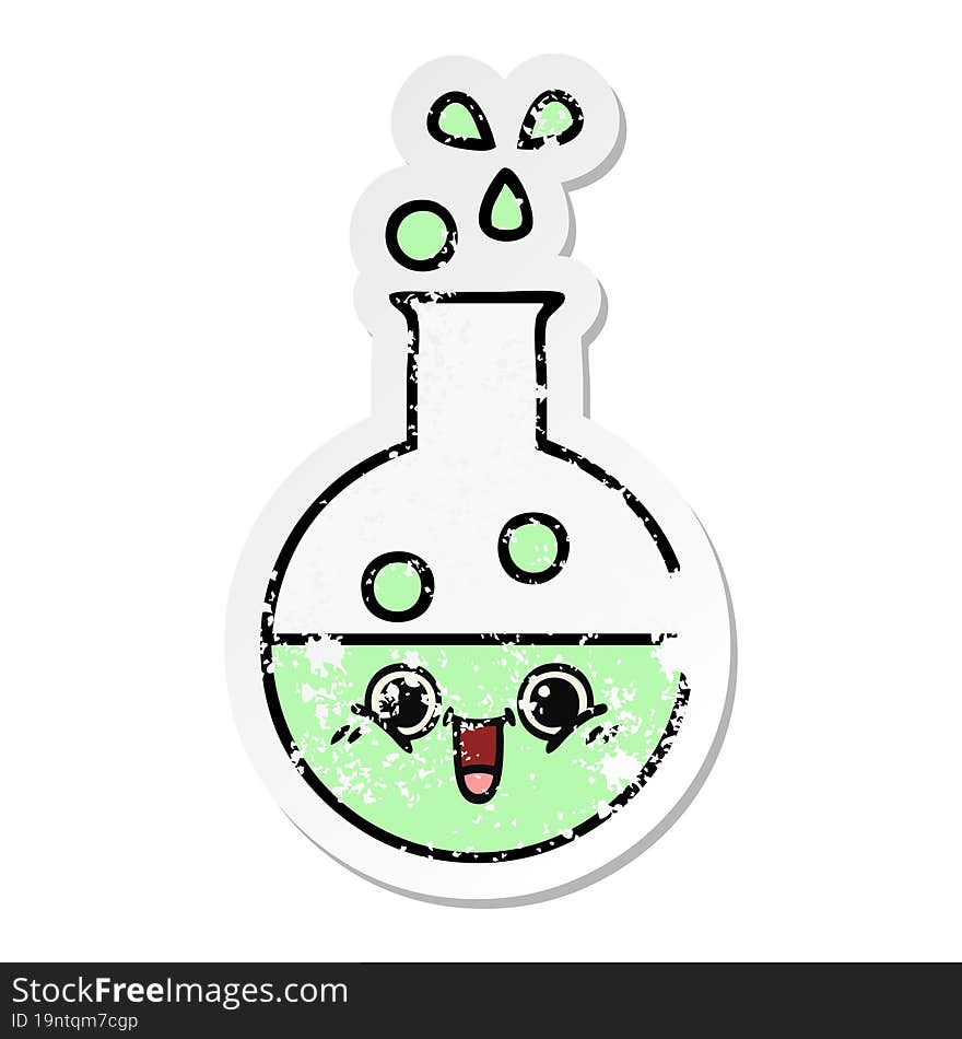 distressed sticker of a cute cartoon test tube