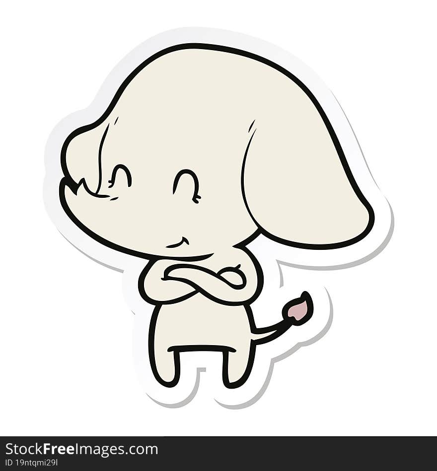 Sticker Of A Cute Cartoon Elephant