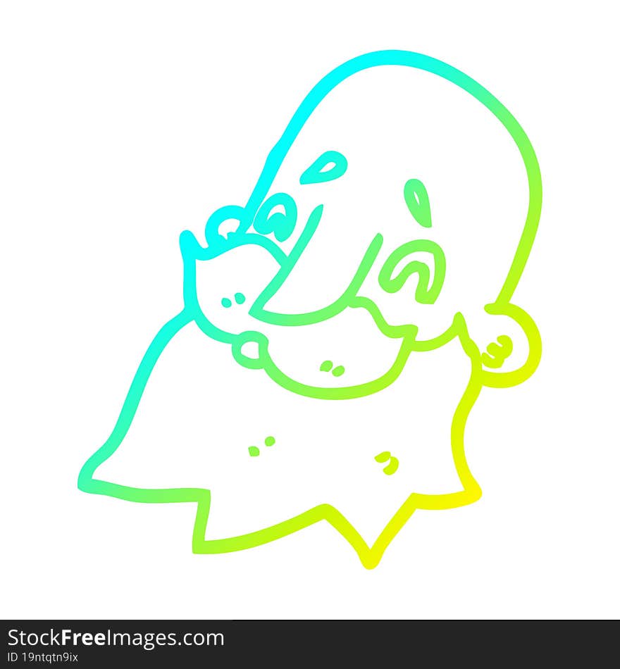 cold gradient line drawing cartoon man with beard