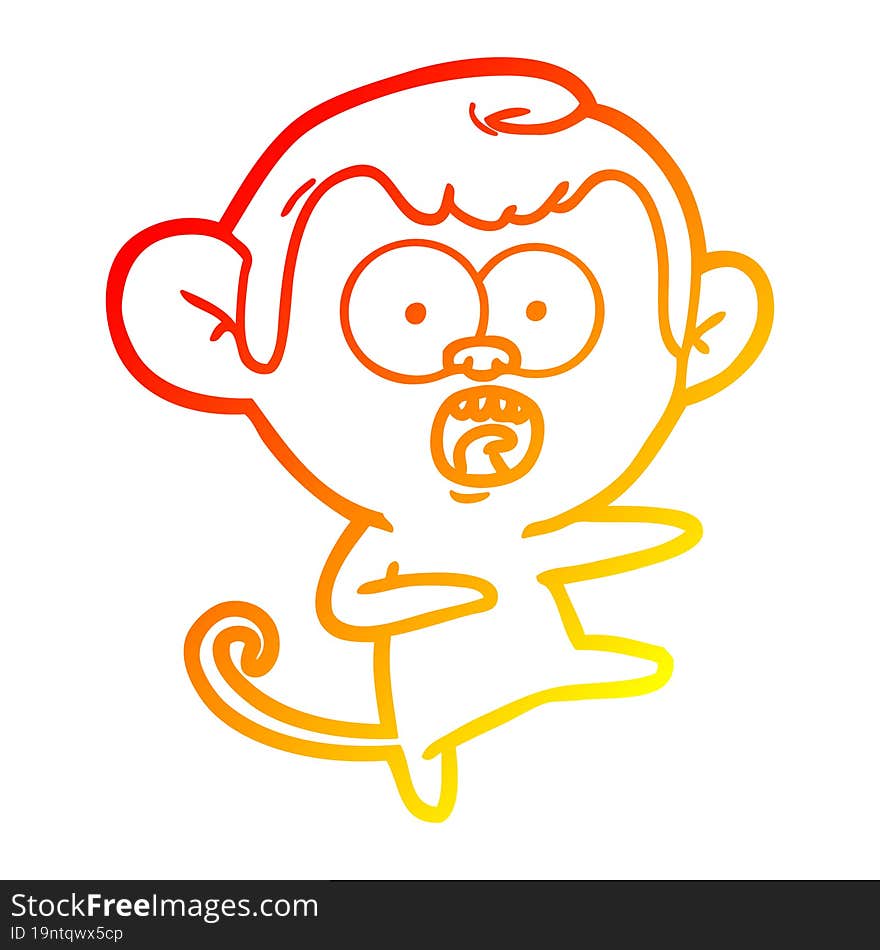 warm gradient line drawing cartoon shocked monkey