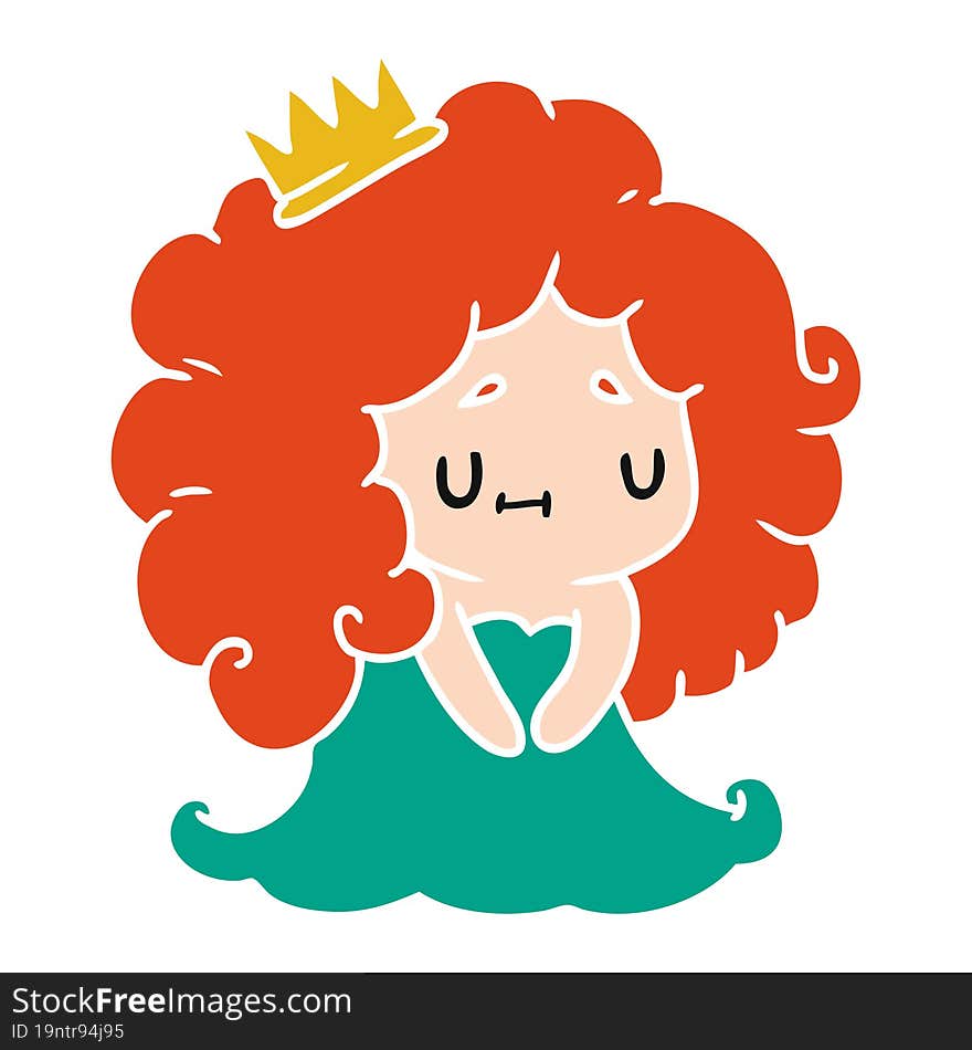 cartoon illustration of a cute kawaii princess girl. cartoon illustration of a cute kawaii princess girl