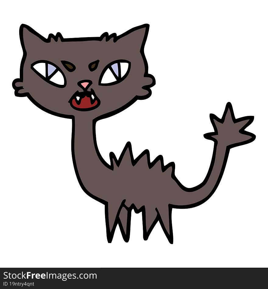 hand drawn doodle style cartoon halloween black cat