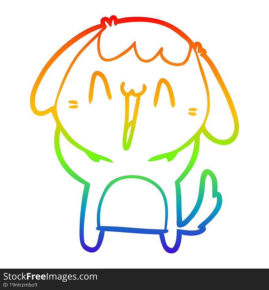 rainbow gradient line drawing of a cute cartoon dog