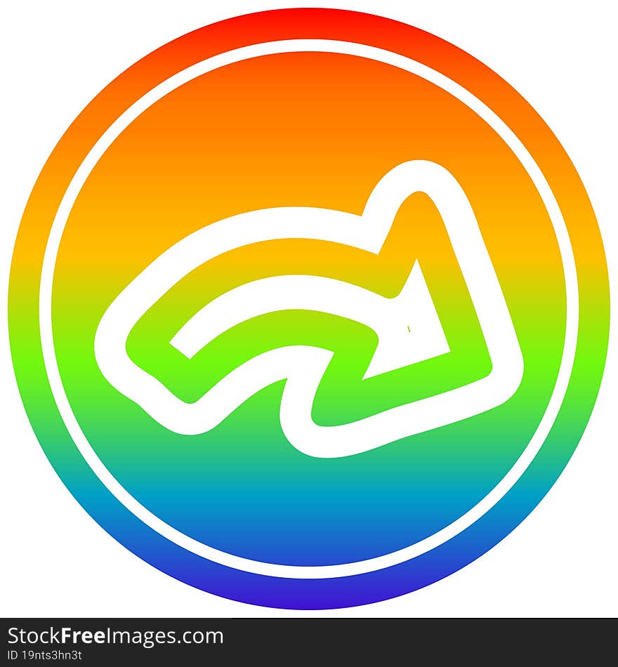 direction arrow circular in rainbow spectrum