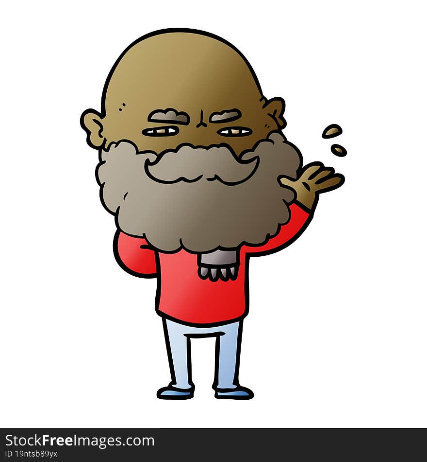 cartoon dismissive man with beard frowning. cartoon dismissive man with beard frowning