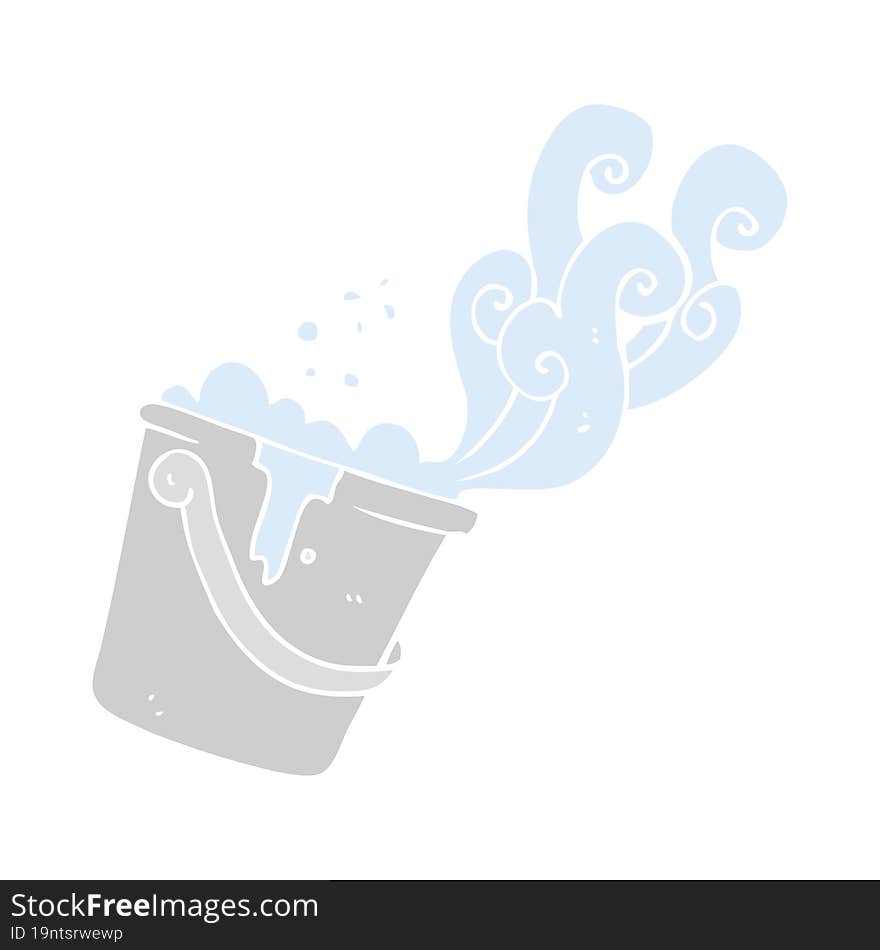 flat color illustration of a cartoon cleaning bucket