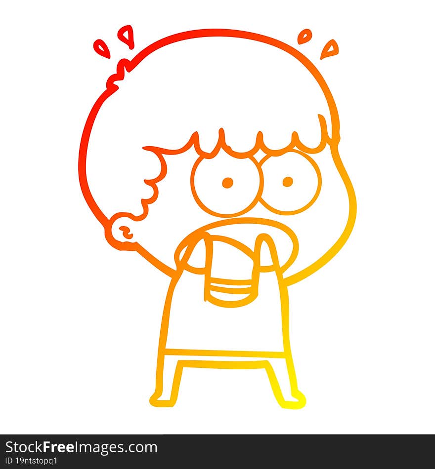 warm gradient line drawing cartoon shocked man