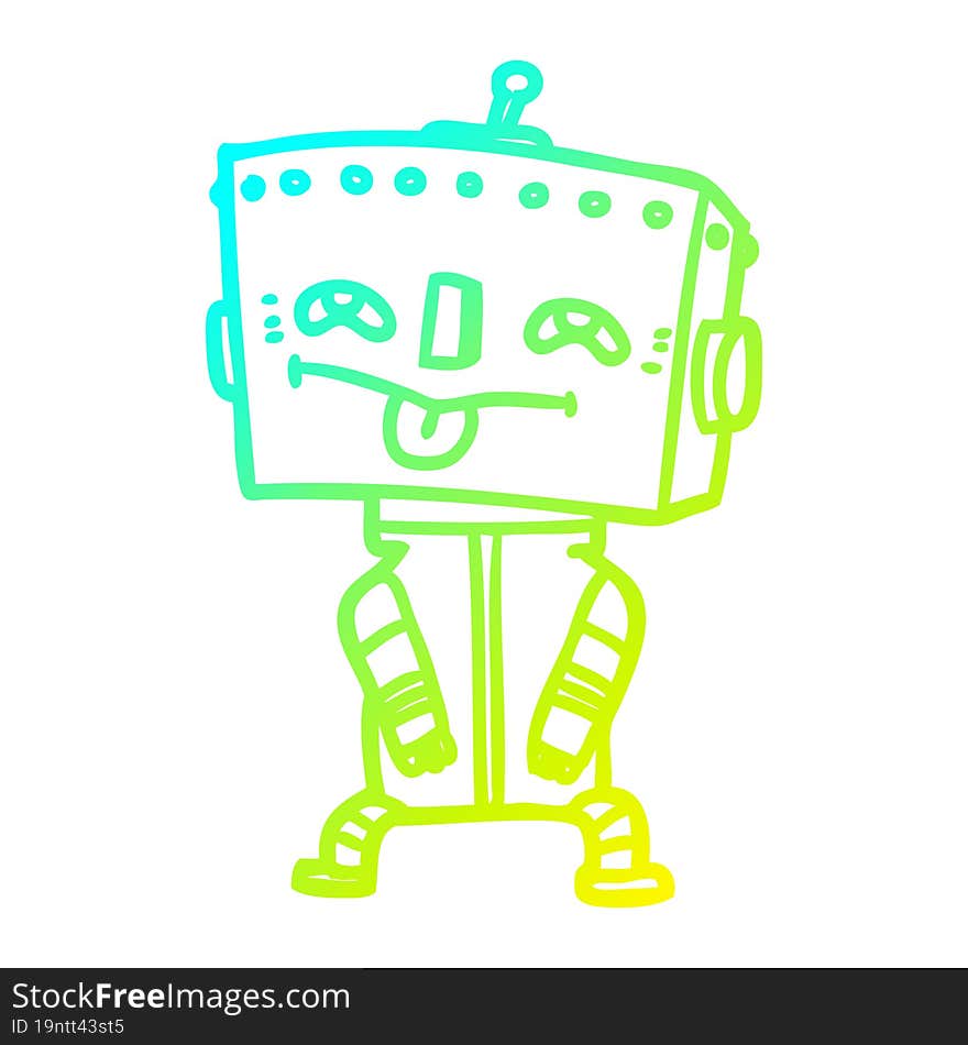 cold gradient line drawing cartoon robot