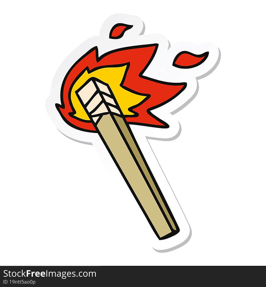 sticker of a quirky hand drawn cartoon lit torch