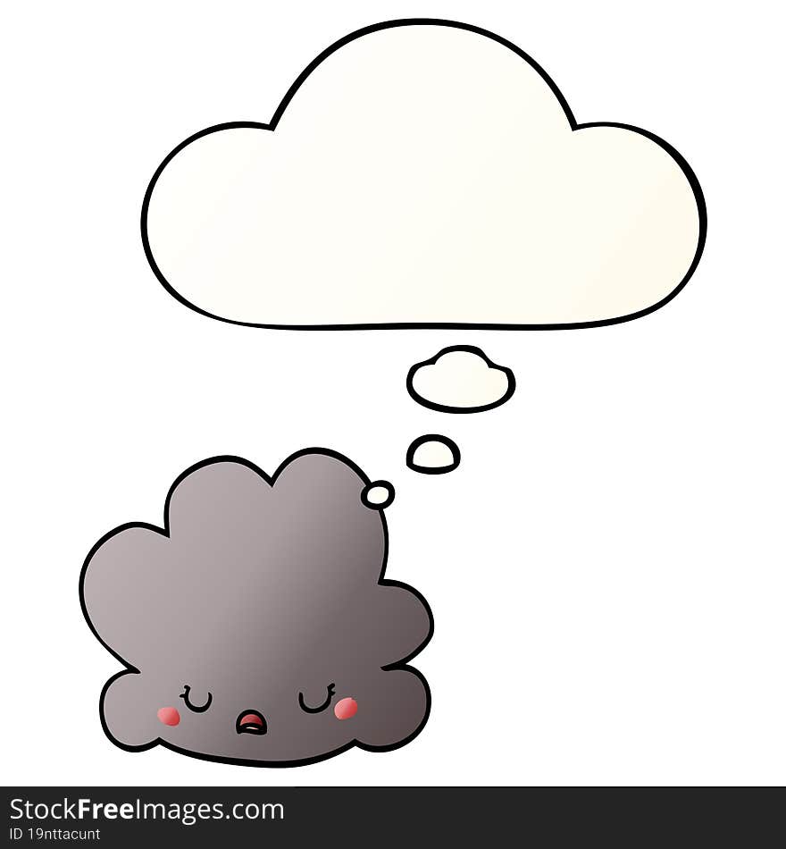 cartoon cloud and thought bubble in smooth gradient style