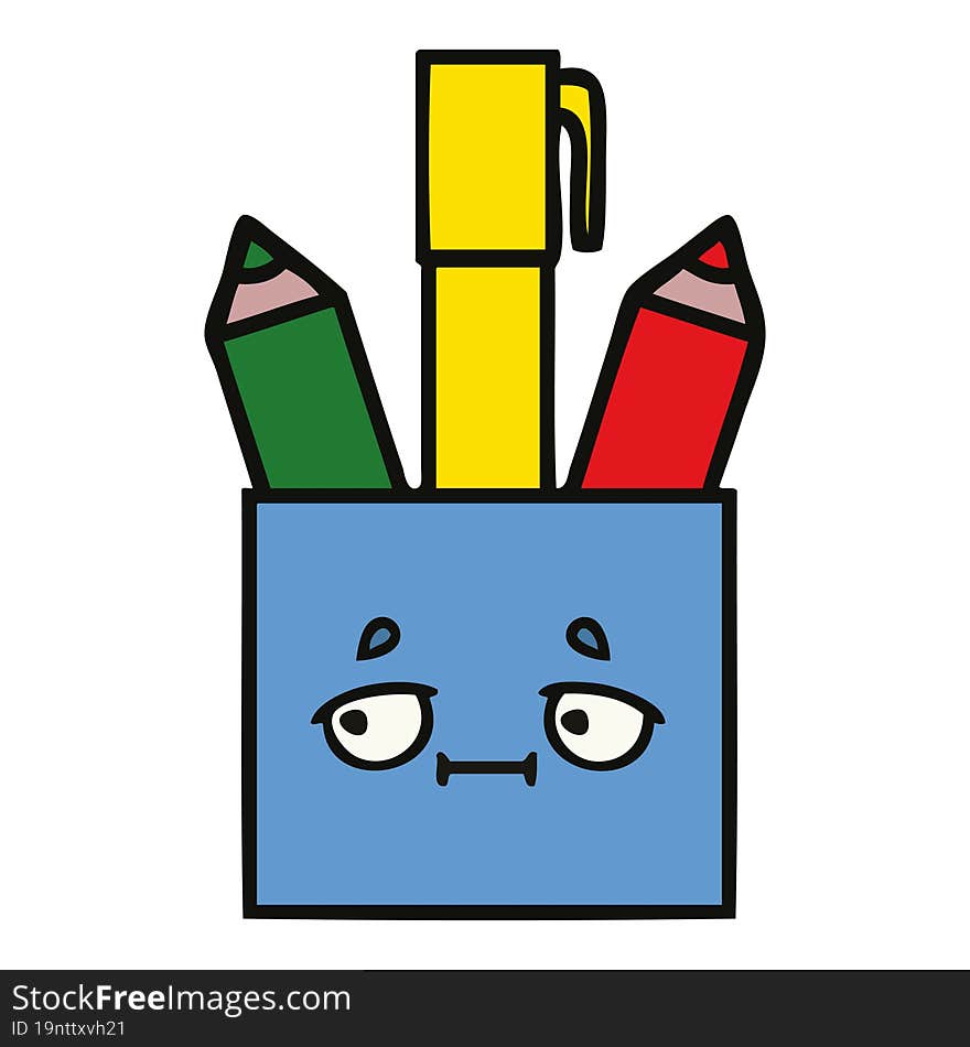 cute cartoon of a pencil pot. cute cartoon of a pencil pot