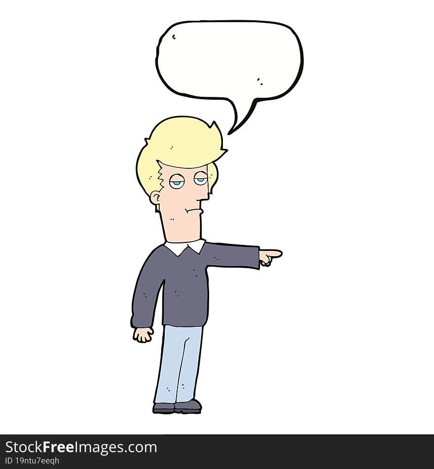 cartoon pointing man with speech bubble