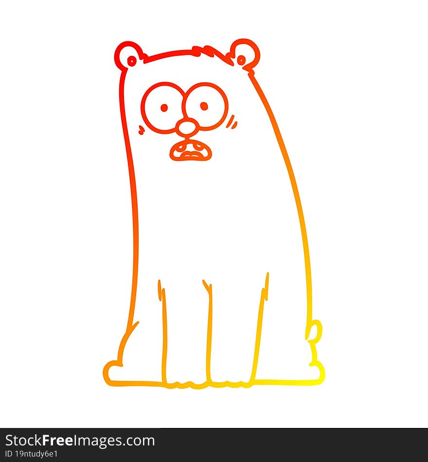 warm gradient line drawing cartoon surprised bear