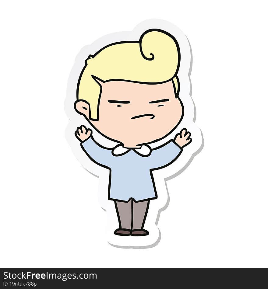 sticker of a cartoon cool guy with fashion hair cut