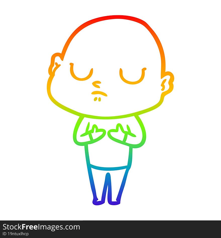 rainbow gradient line drawing of a cartoon bald man