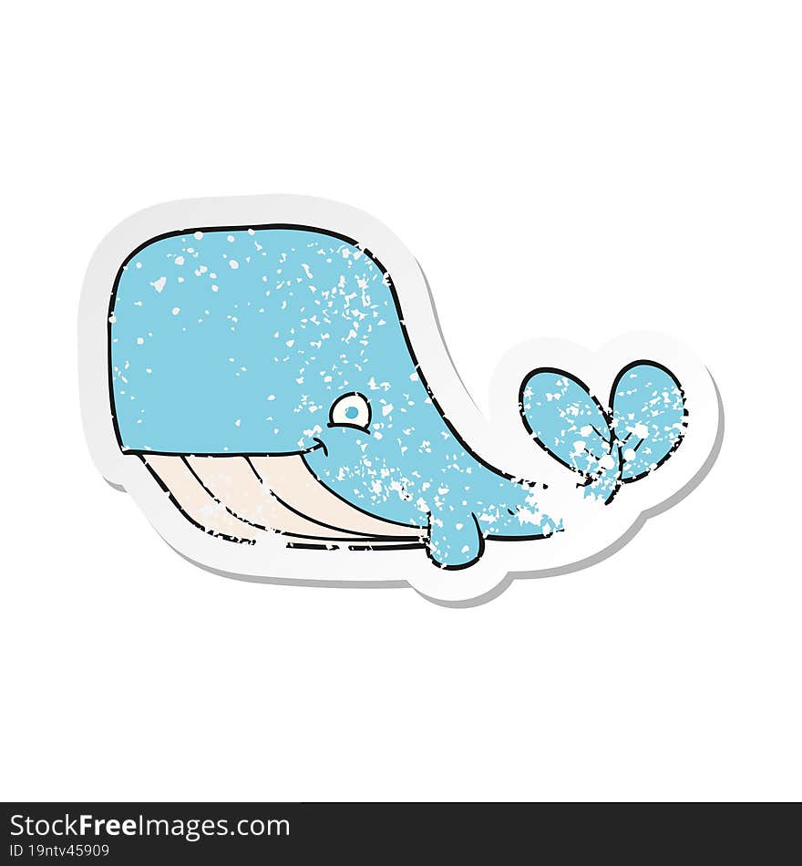 retro distressed sticker of a cartoon happy whale