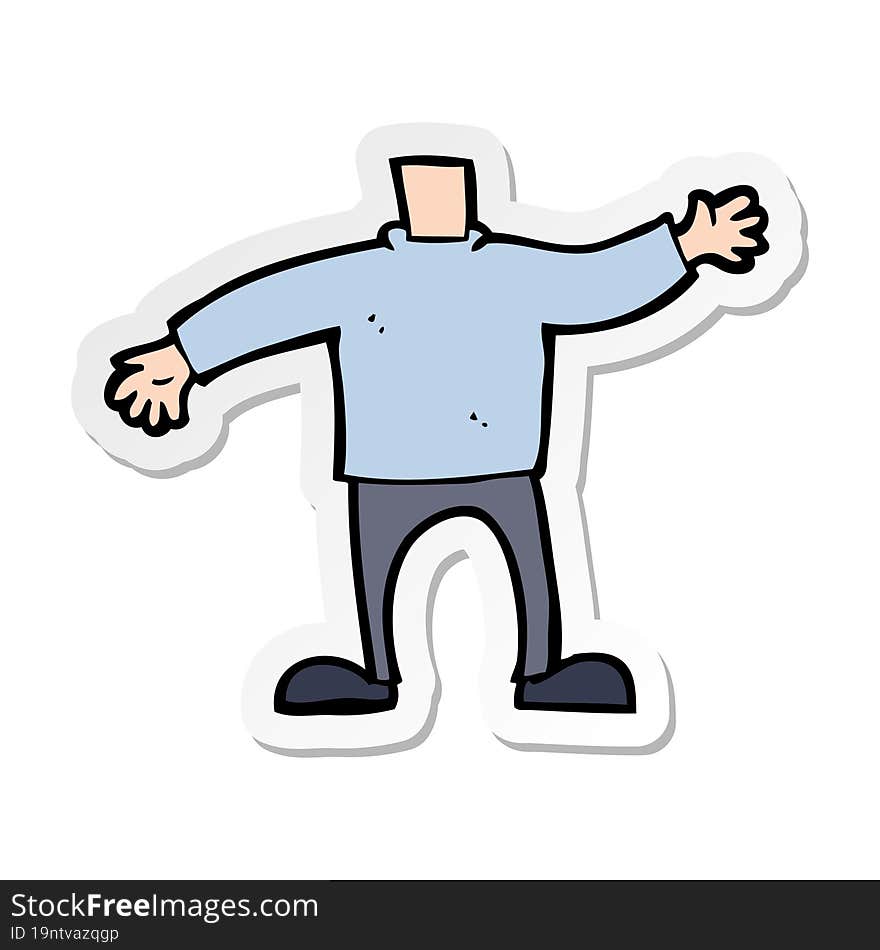 sticker of a cartoon body waving arms