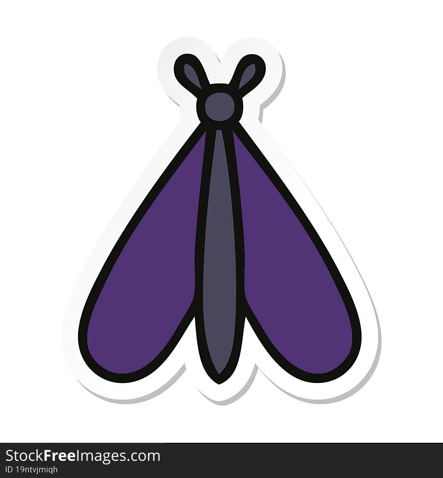 Sticker Of A Cute Cartoon Moth Bug