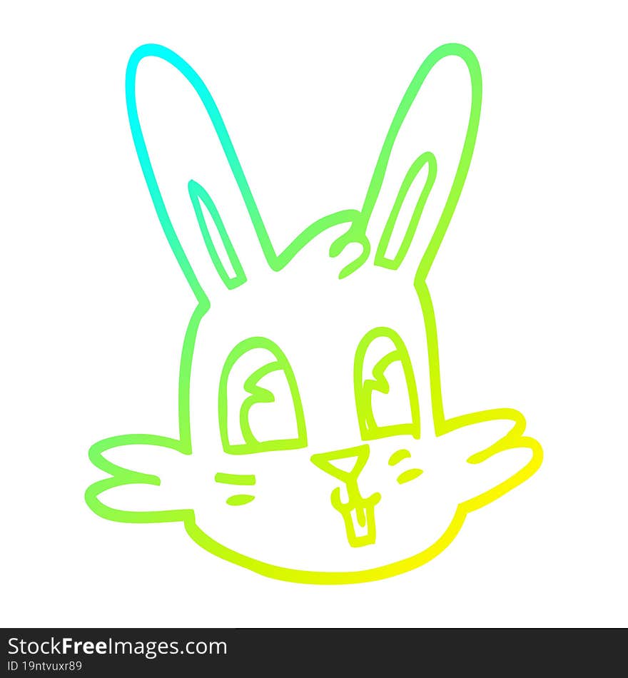 cold gradient line drawing of a cartoon bunny face