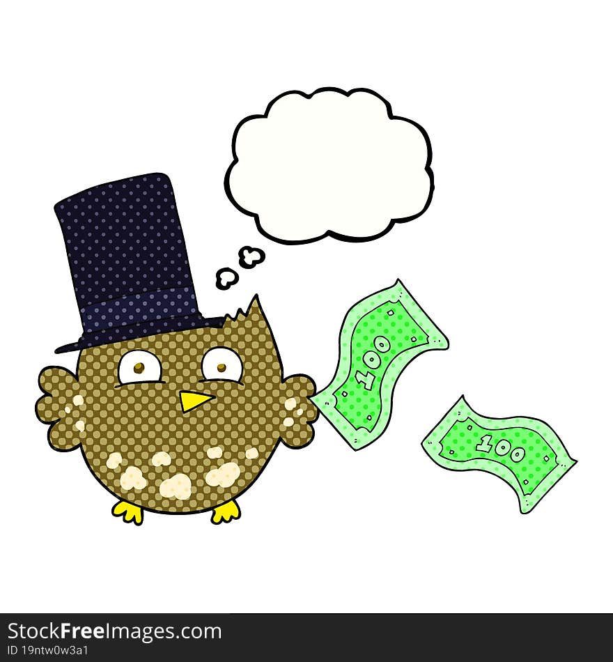 Thought Bubble Cartoon Wealthy Little Owl With Top Hat