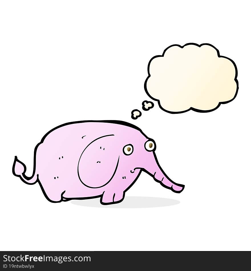 Cartoon Sad Little Elephant With Thought Bubble