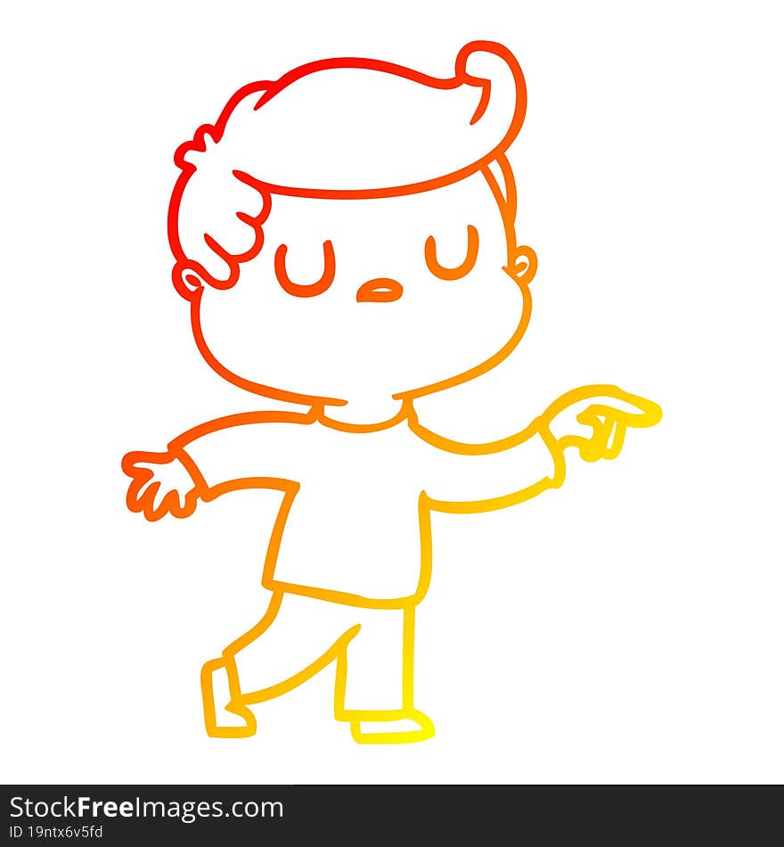 warm gradient line drawing cartoon aloof man pointing finger