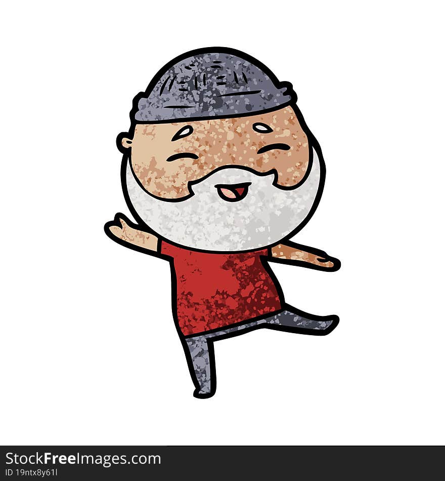 cartoon happy bearded man. cartoon happy bearded man