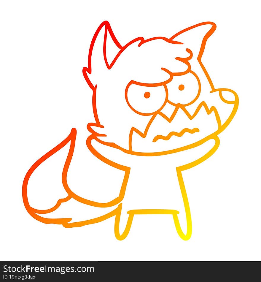 Warm Gradient Line Drawing Cartoon Annoyed Fox