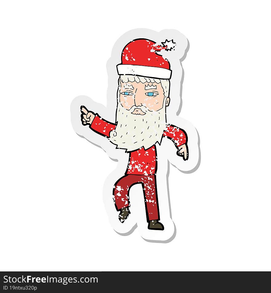 retro distressed sticker of a cartoon santa claus