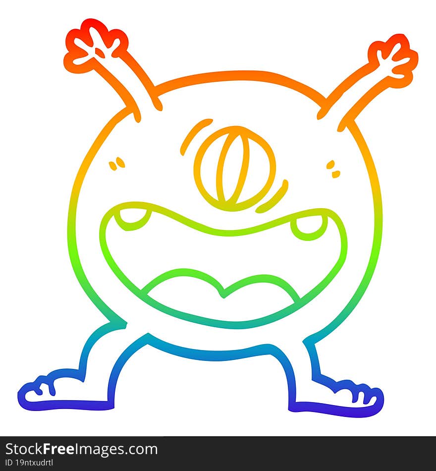 rainbow gradient line drawing cartoon monster