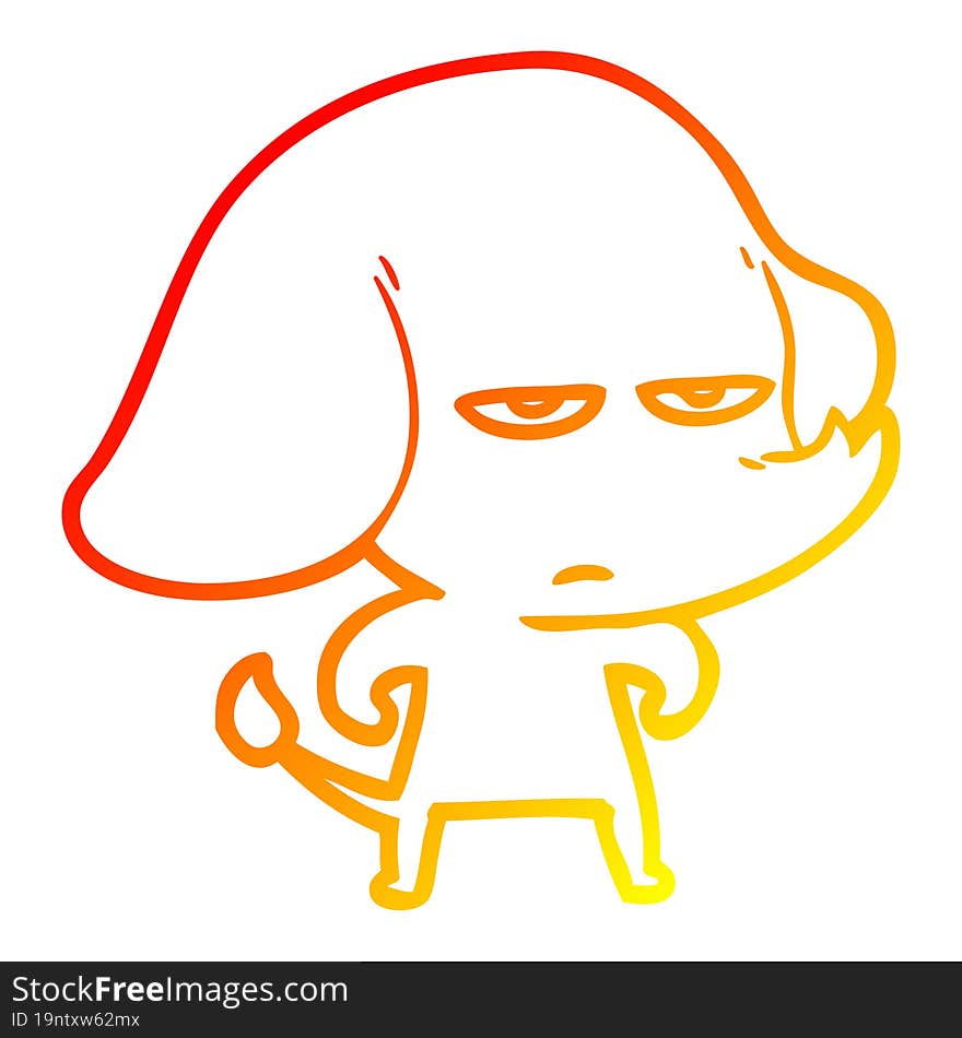 warm gradient line drawing annoyed cartoon elephant