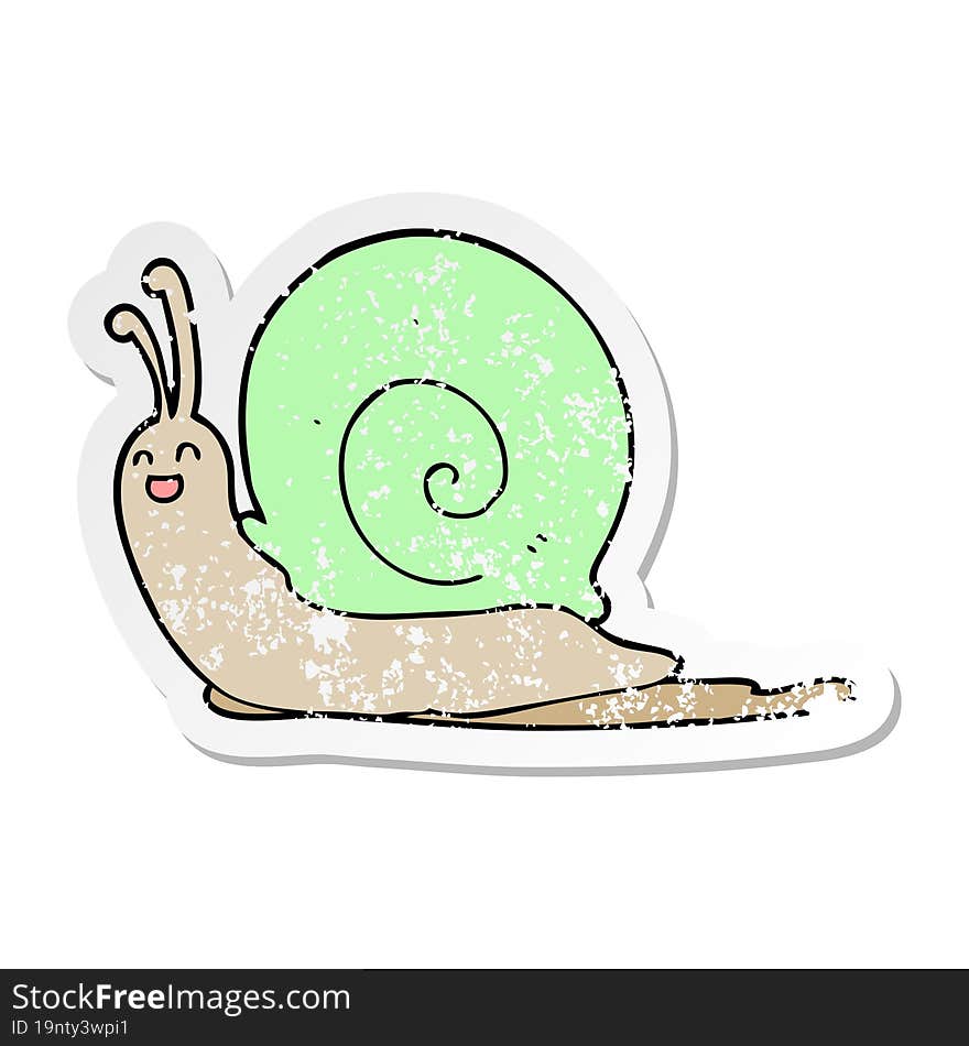 distressed sticker of a cartoon snail