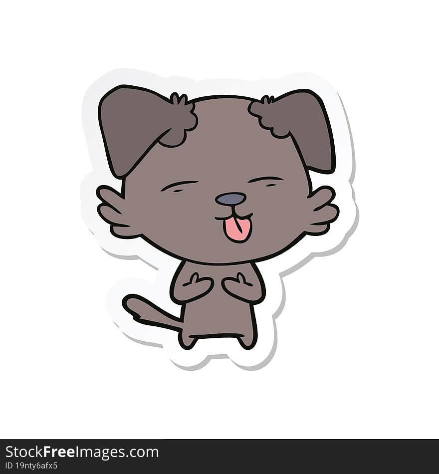 sticker of a cartoon dog sticking out tongue