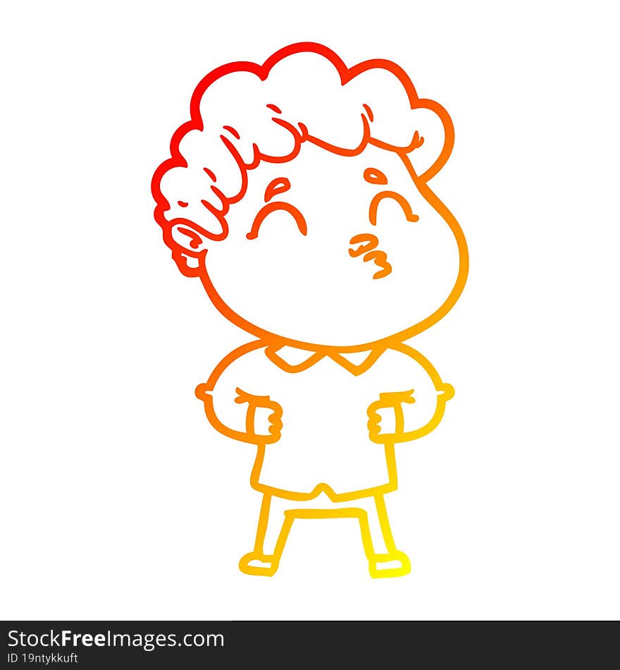 warm gradient line drawing cartoon man pouting