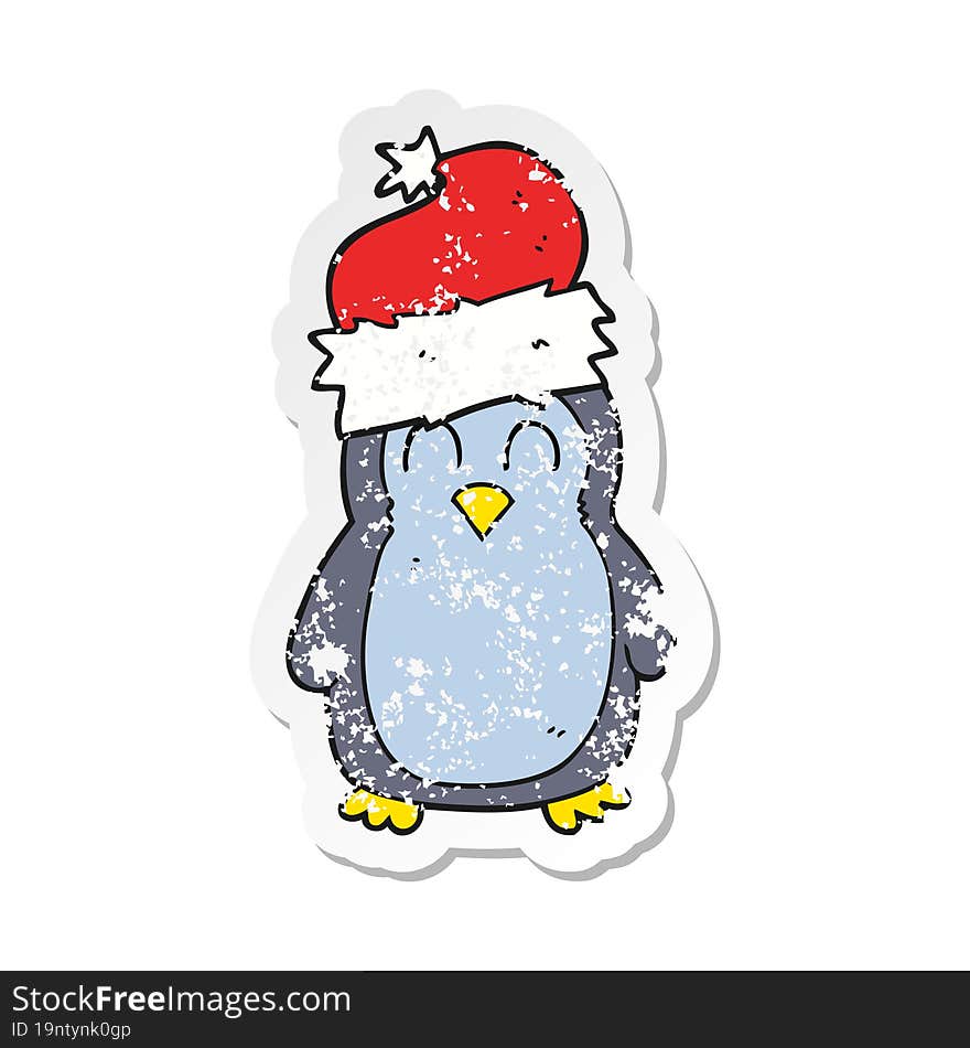 Retro Distressed Sticker Of A Cartoon Penguin