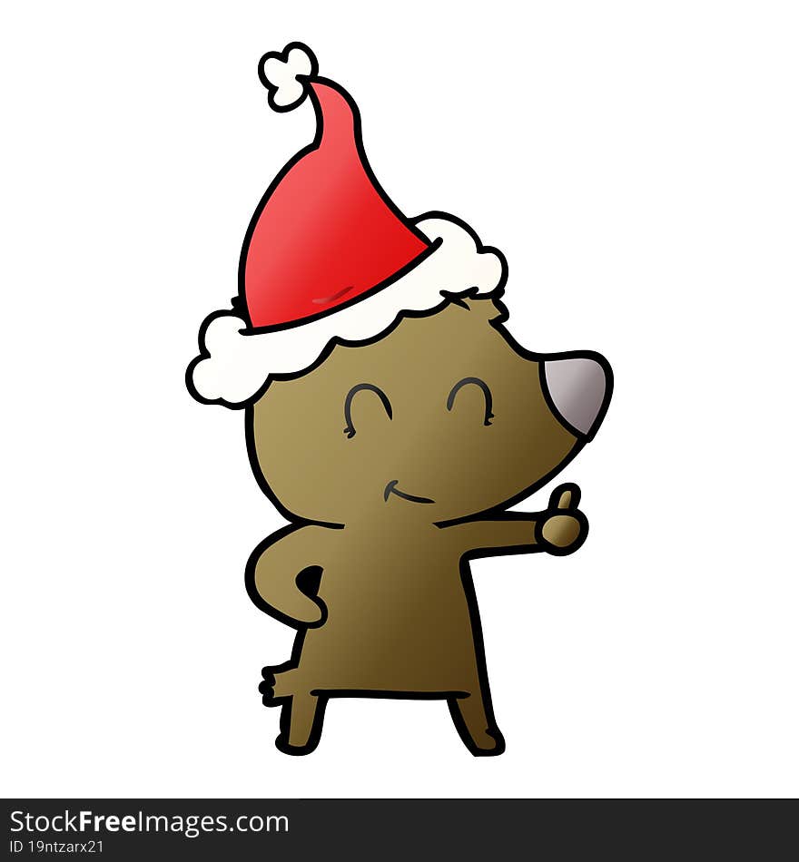 Female Bear Gradient Cartoon Of A Wearing Santa Hat