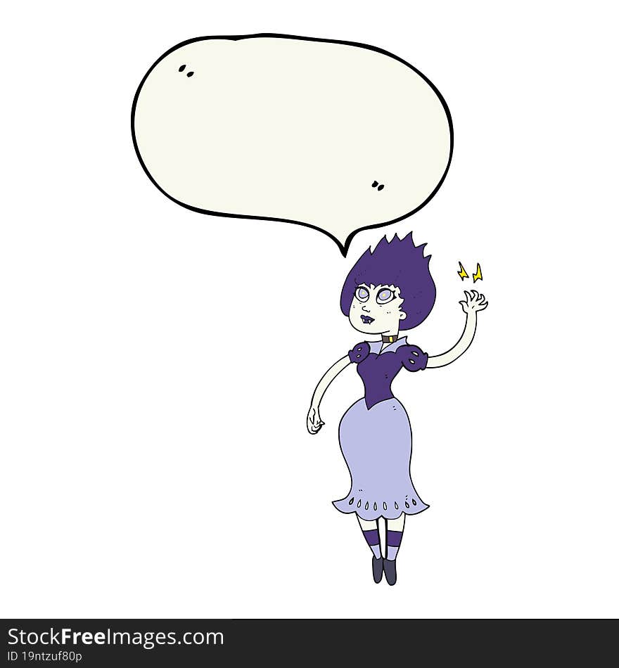 freehand drawn speech bubble cartoon vampire girl