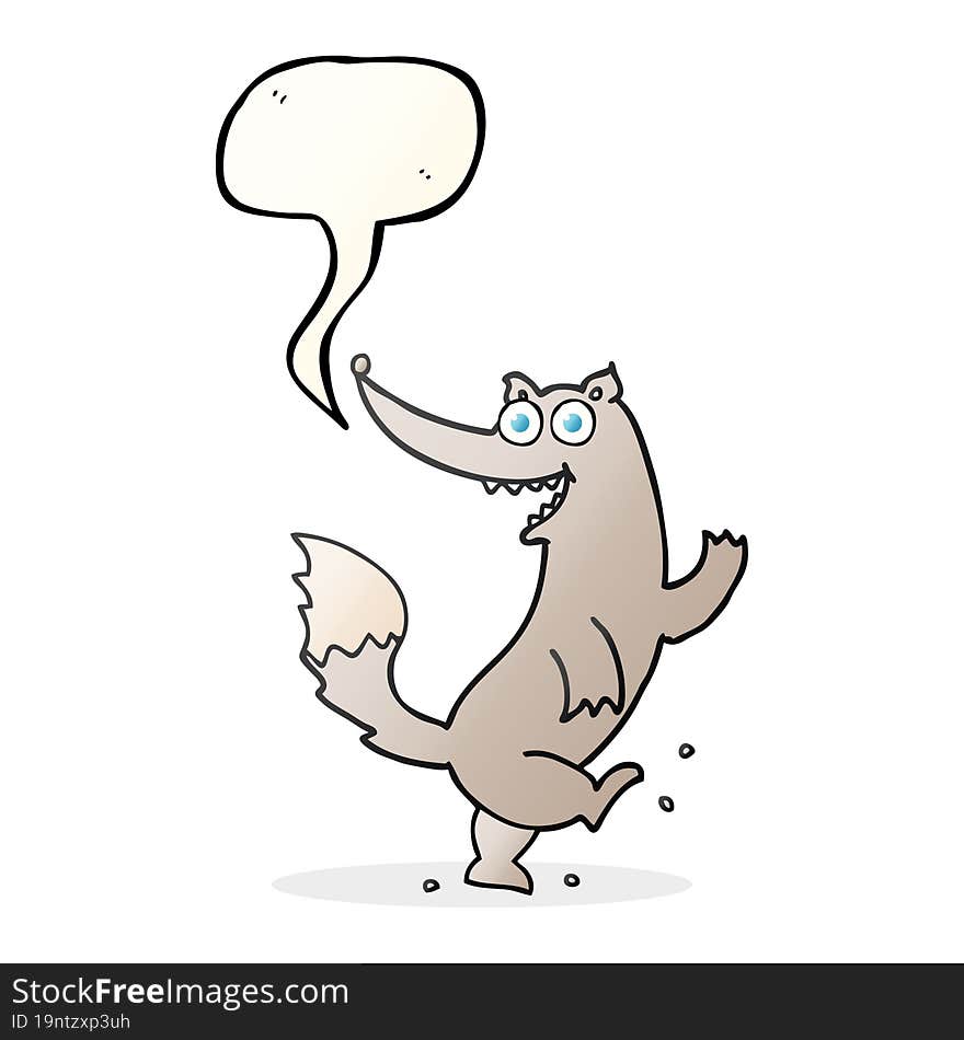 Speech Bubble Cartoon Happy Wolf Dancing