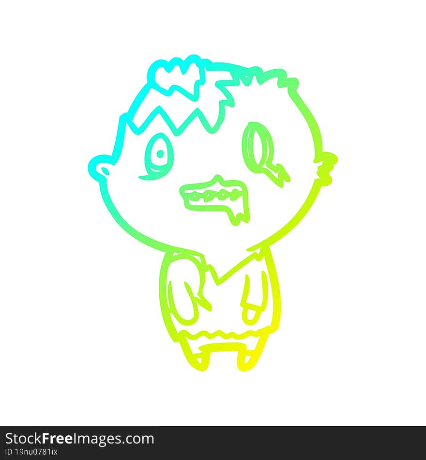 cold gradient line drawing Cartoon zombie