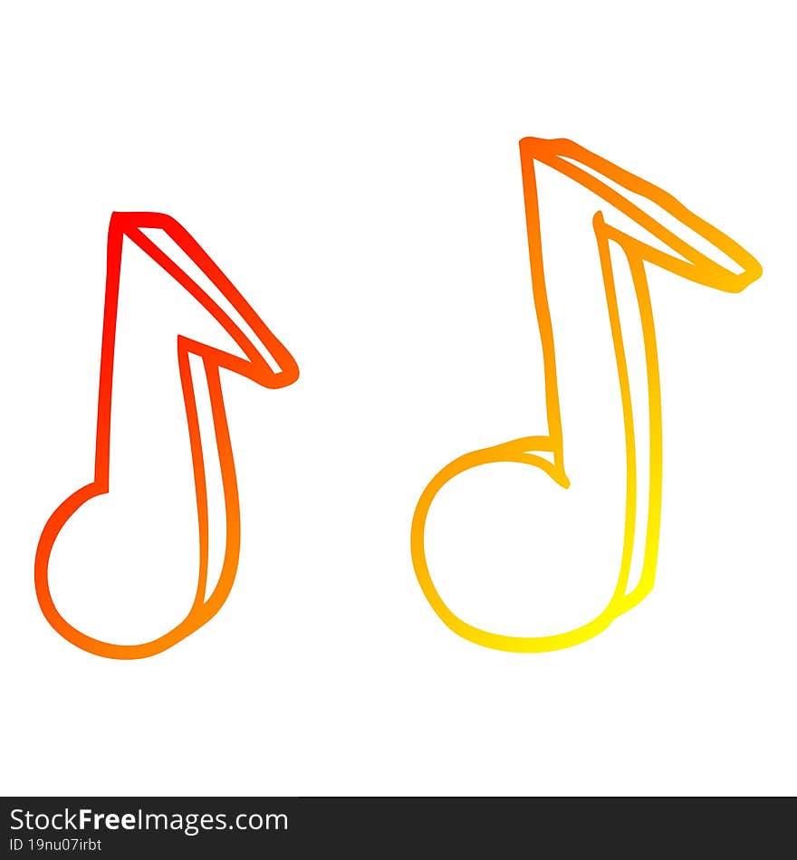 Warm Gradient Line Drawing Cartoon Musical Notes