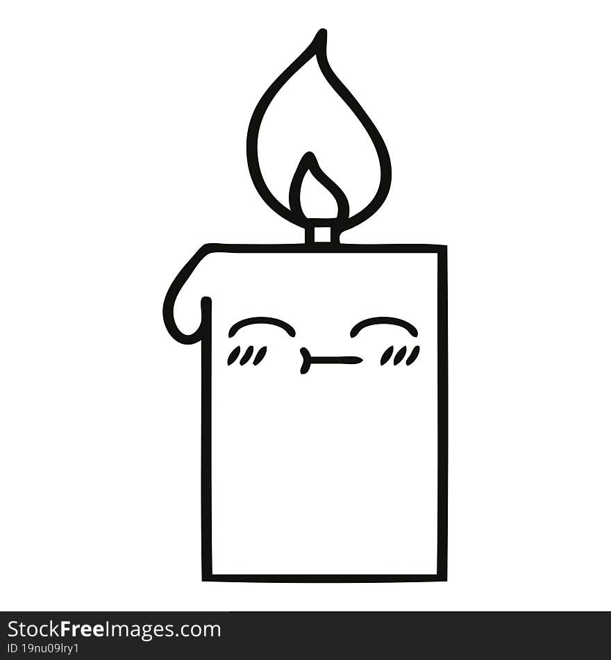 line drawing cartoon lit candle