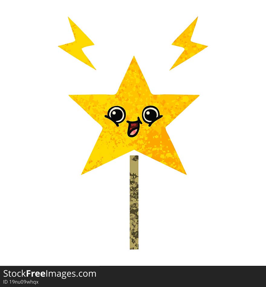 retro illustration style cartoon magic wand