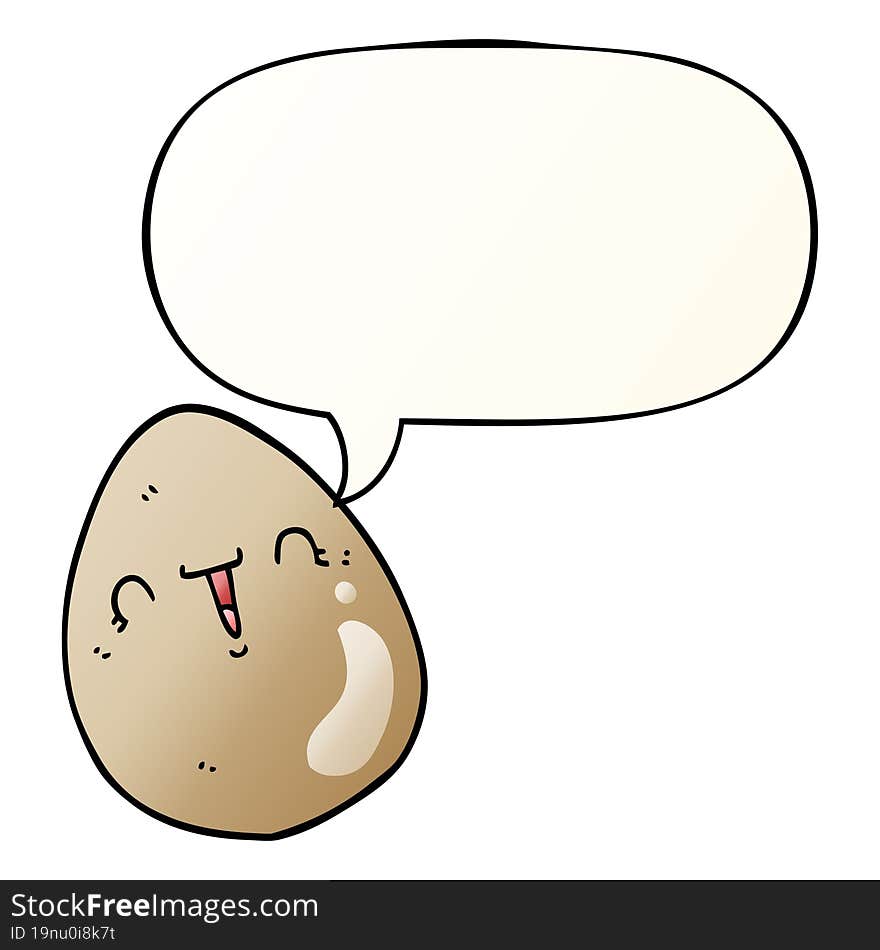 cartoon egg and speech bubble in smooth gradient style