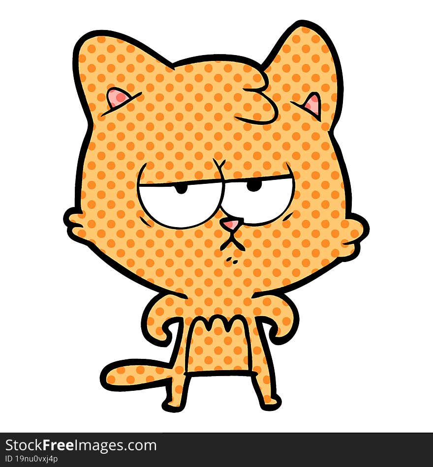 bored cartoon cat. bored cartoon cat