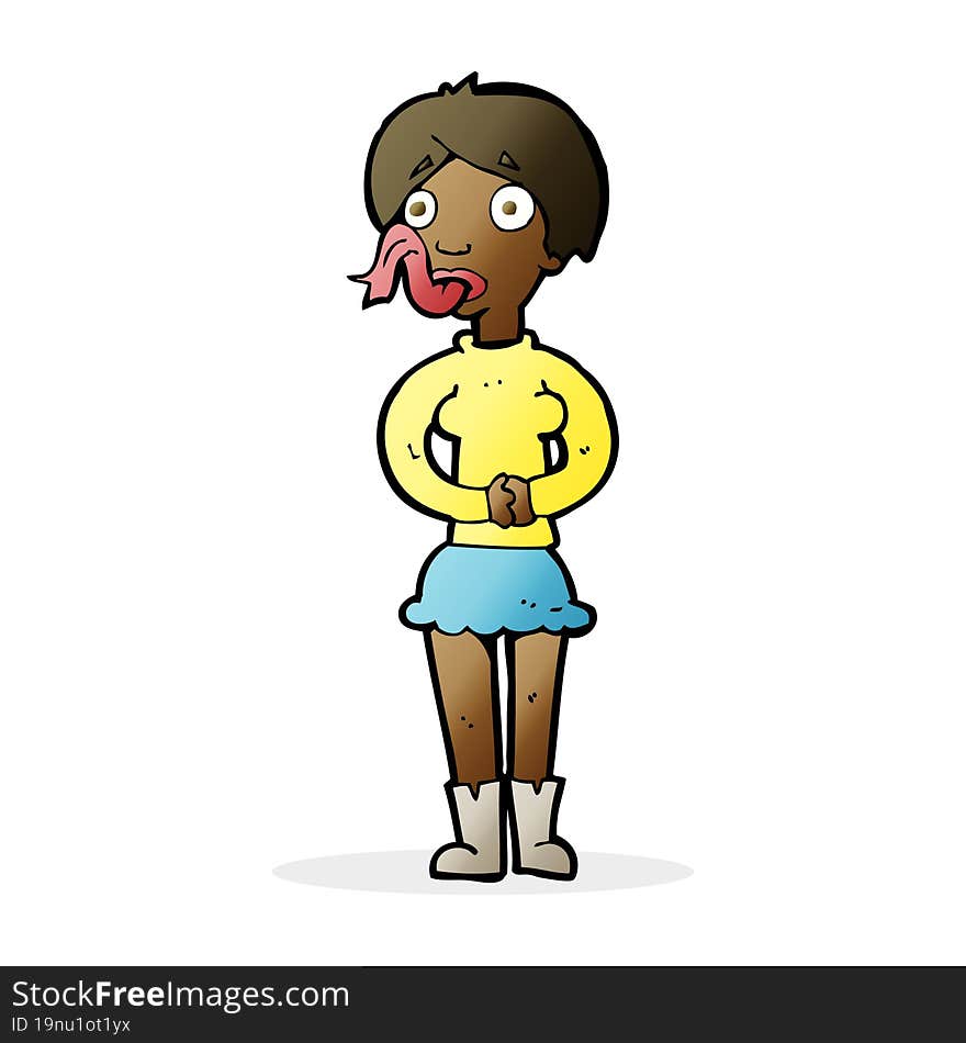 Cartoon Woman With Snake Tongue