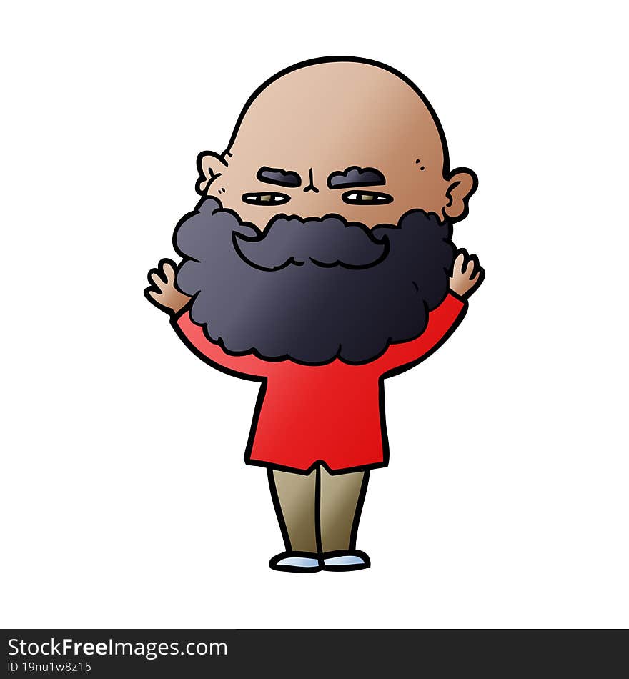 cartoon man with beard frowning. cartoon man with beard frowning