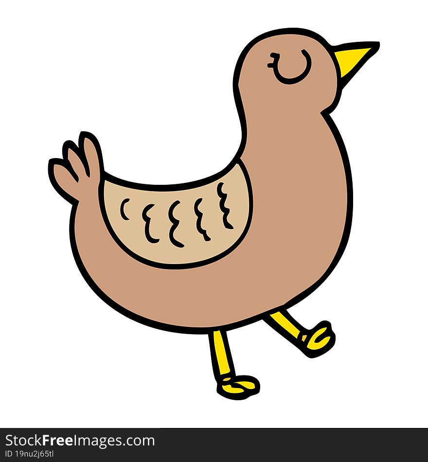 Hand Drawn Doodle Style Cartoon Bird