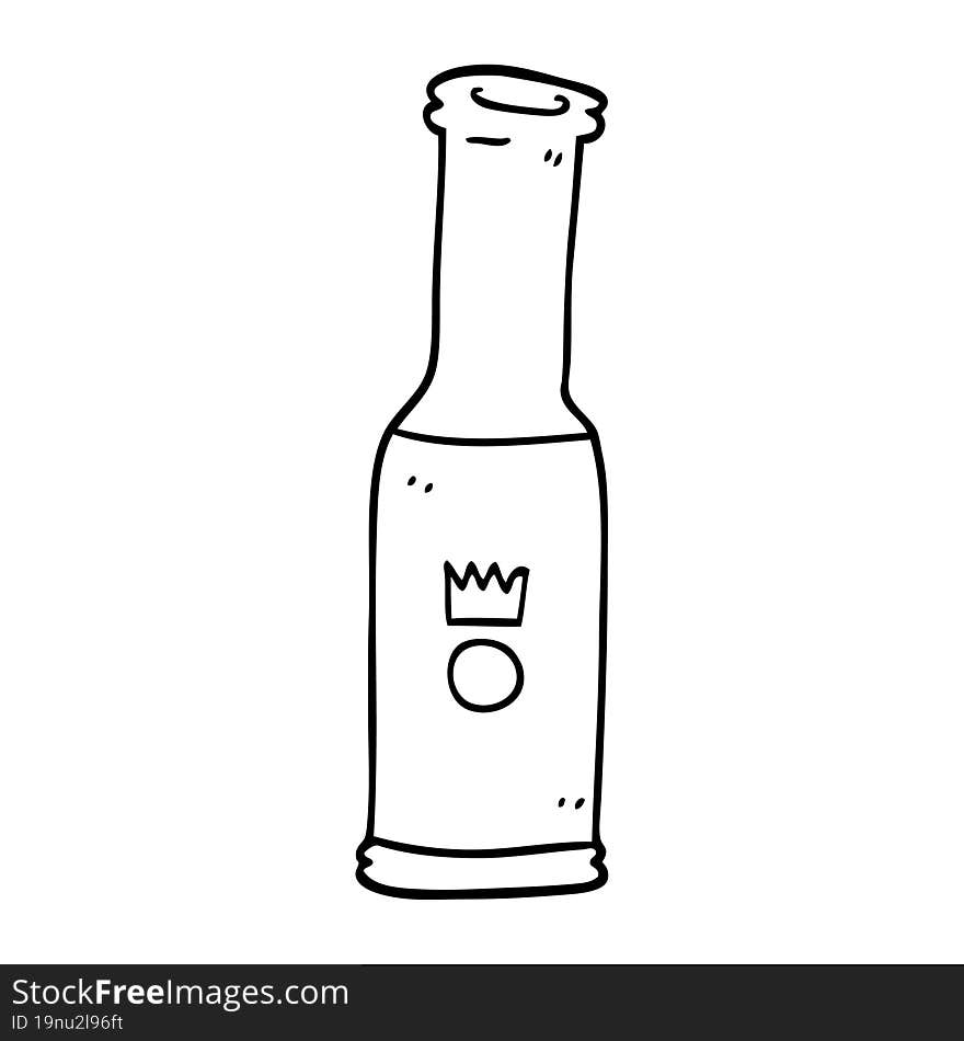 line drawing cartoon beer bottle