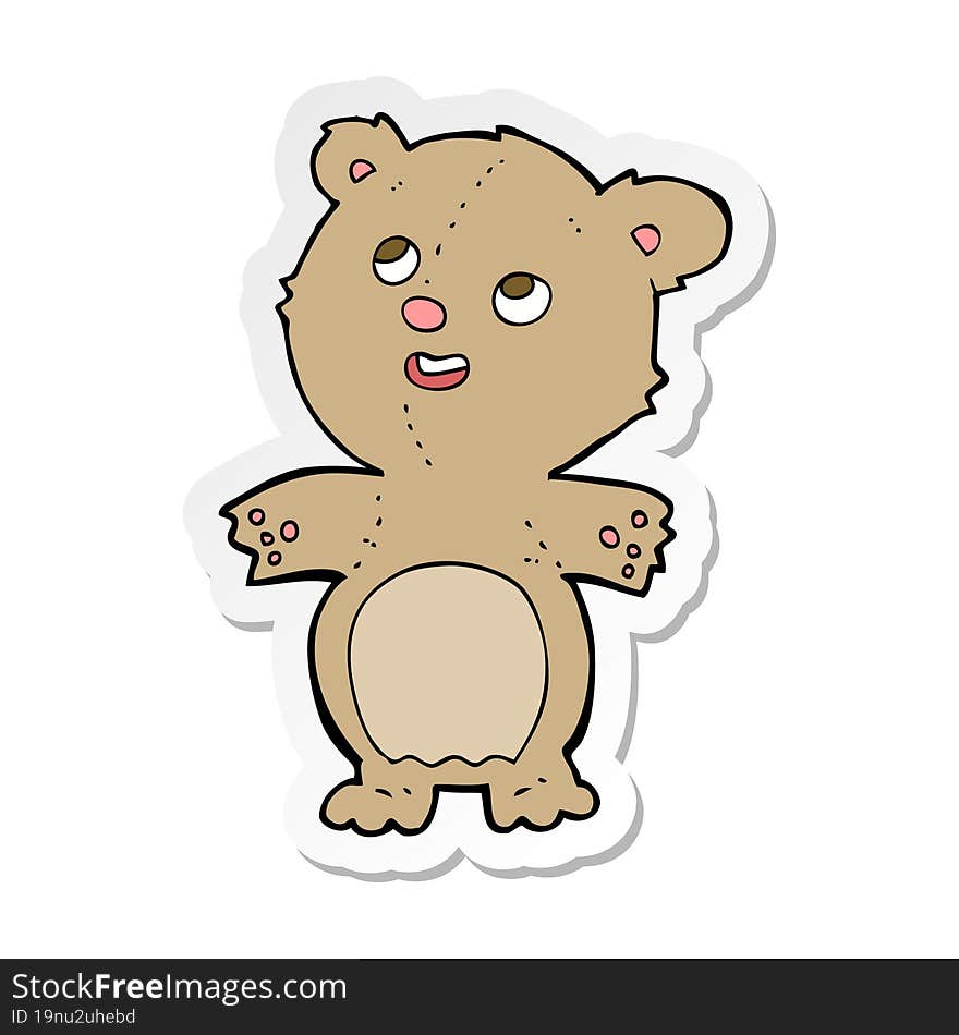 sticker of a cartoon happy little teddy bear