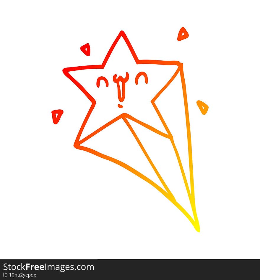 warm gradient line drawing cartoon shooting star